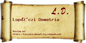Lopóczi Demetria névjegykártya